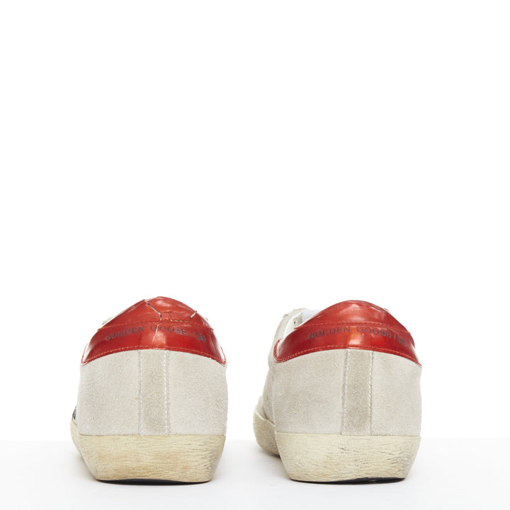 GOLDEN GOOSE SuperStar grey suede red metallic trim star distressed sneaker EU38