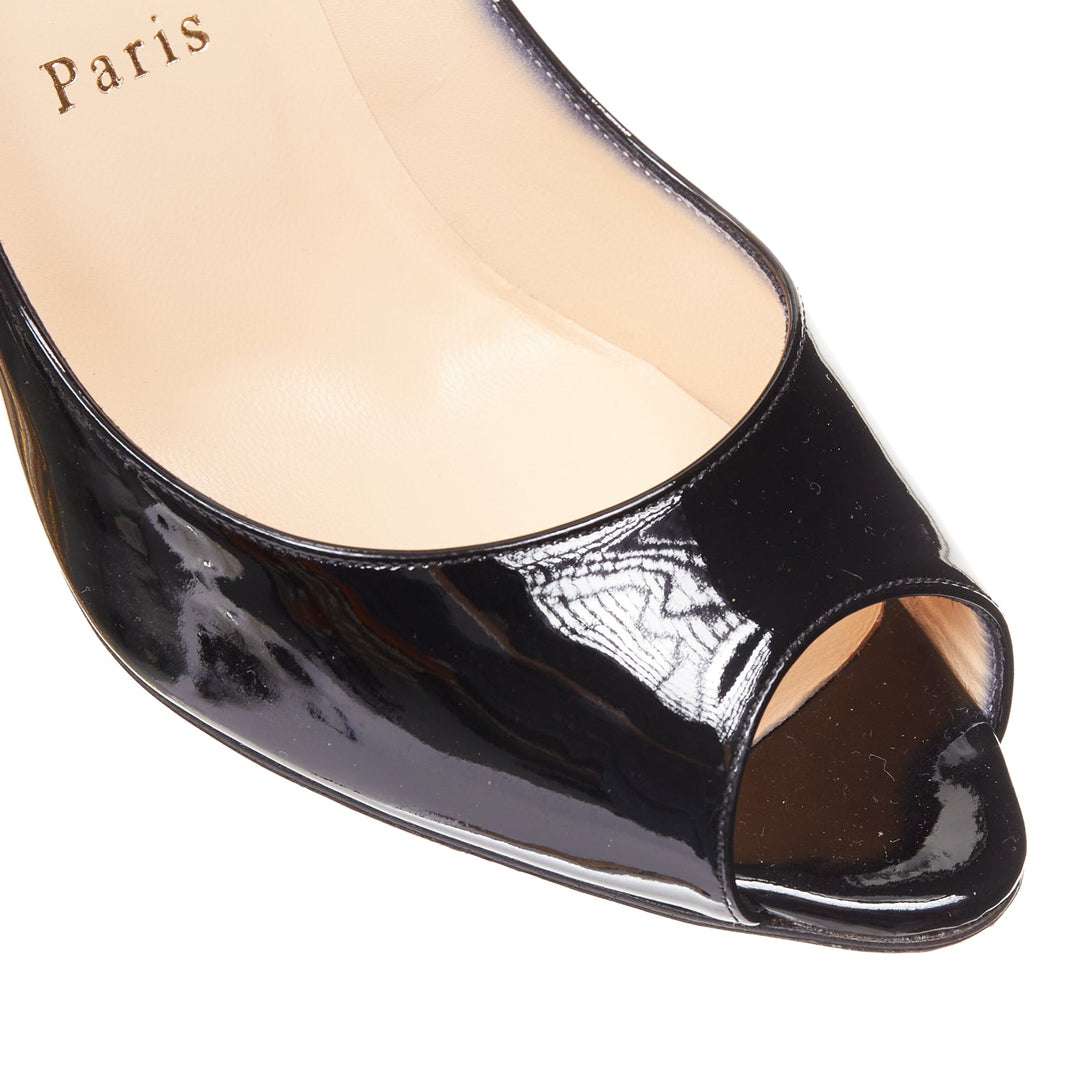 CHRISTIAN LOUBOUTIN You You 85 black patent leather peep toe heels EU37.5
