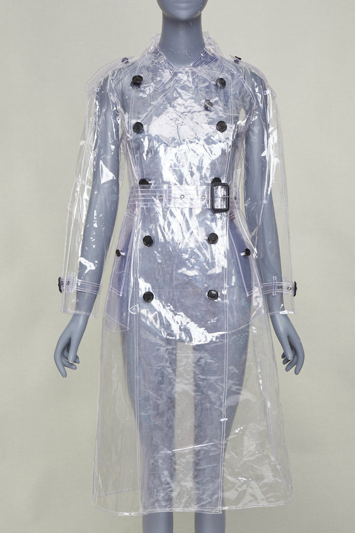 BURBERRY 2018 Runway transparent clear vinyl plastic double breasted trench M