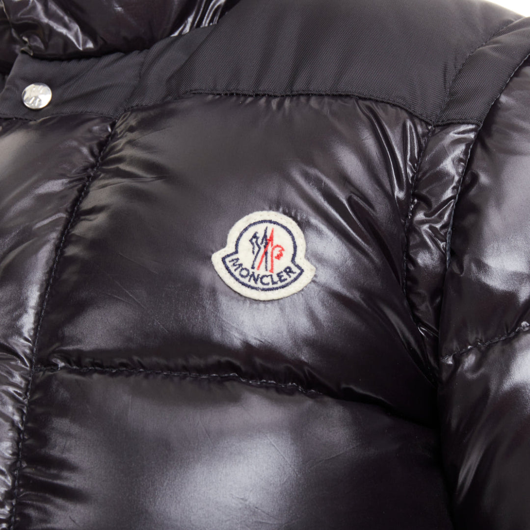 MONCLER Grenable black shine snap button cropped puffer jacket Sz.0 XS