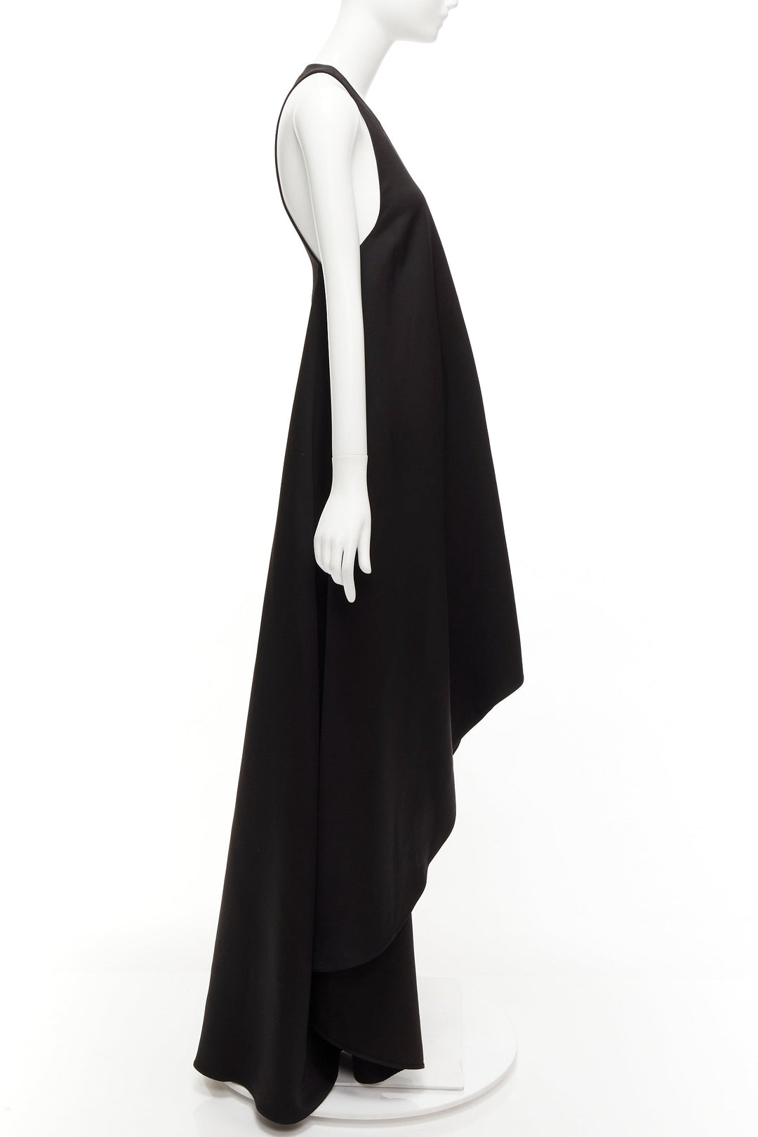 WHISTLES black round neck flare hi low long gown dress US4 S