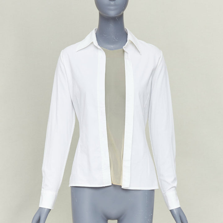 MAISON MARGIELA Vintage white nude sheer panel deconstructed shirt blouse IT42 M