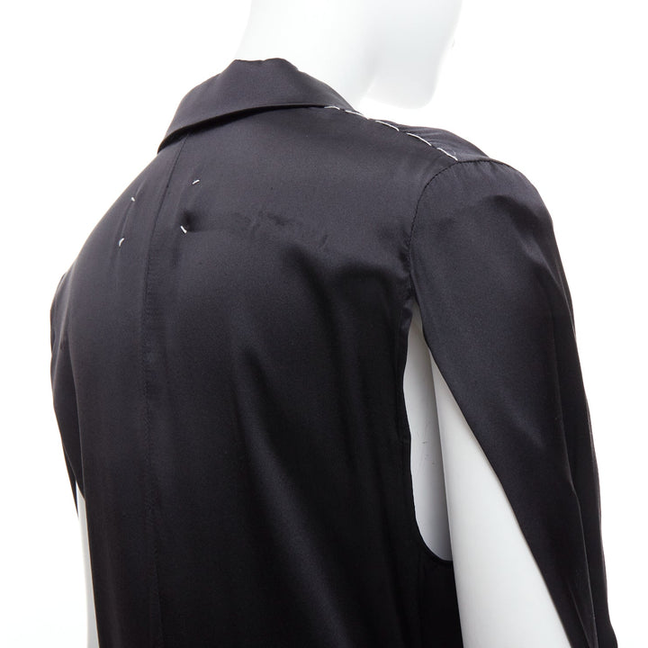 rare MAISON MARGIELA 2012 Runway black tucked sleeve blazer dress IT36 XXS