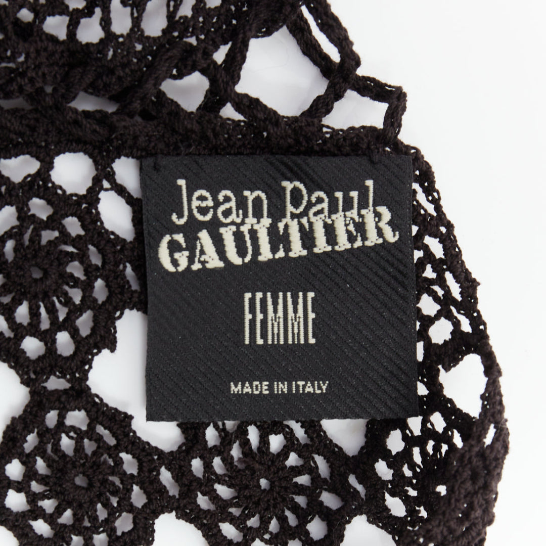 JEAN PAUL GAULTIER 2008 Vintage back lace crochet asymmetric dress IT38 XS