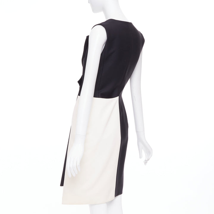 CHRISTIAN DIOR 2013 Raf Simons black white velvet lapels asymmetric dress FR36 S