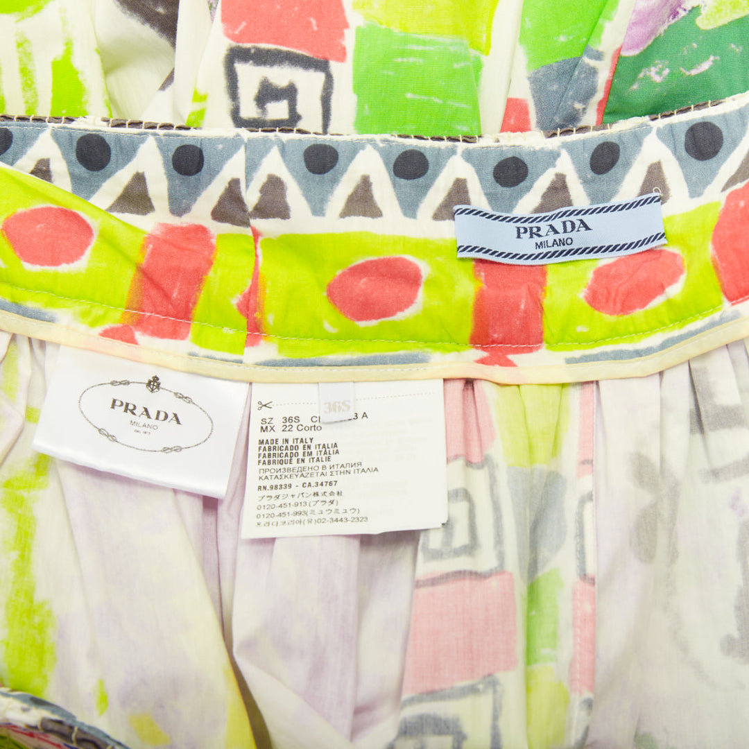 PRADA 2018 Runway Lisbon postcard print abstract geometric wrap skirt IT36 S