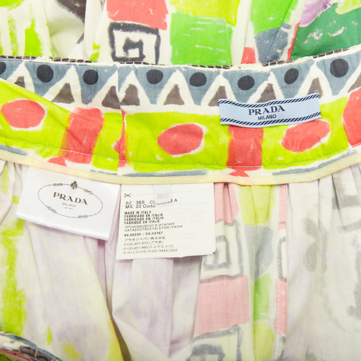 PRADA 2018 Runway Lisbon postcard print abstract geometric wrap skirt IT36 S
