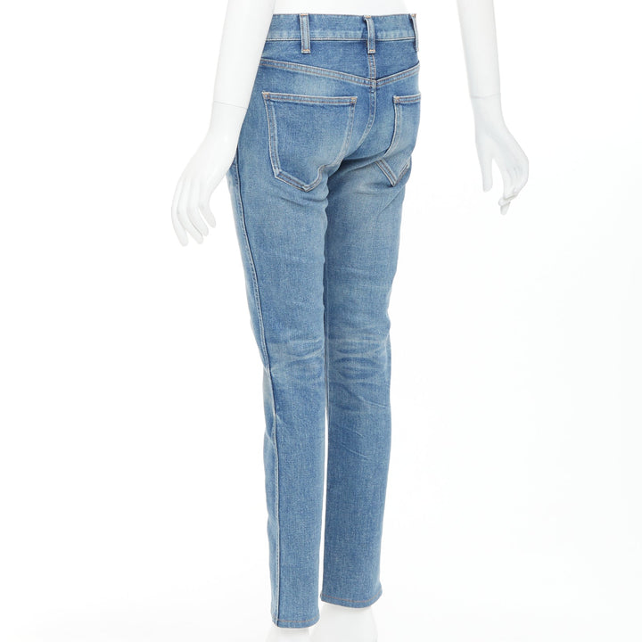 CELINE M_SK_004 N120 640E 07UW blue washed cotton minimal tab pocketed jeans 27"