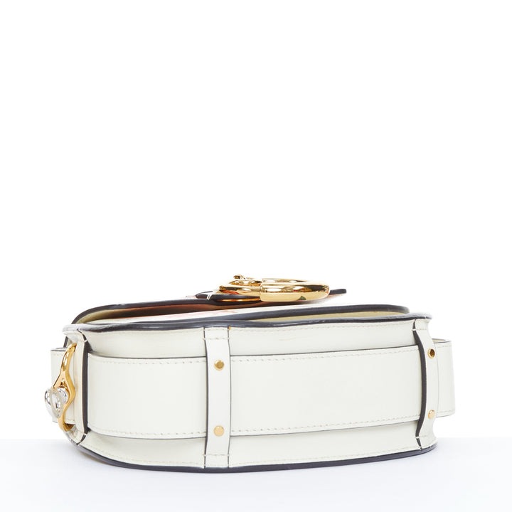 rare CHLOE 2019 Tess SMall Lunar New Year pig print white leather shoulder bag