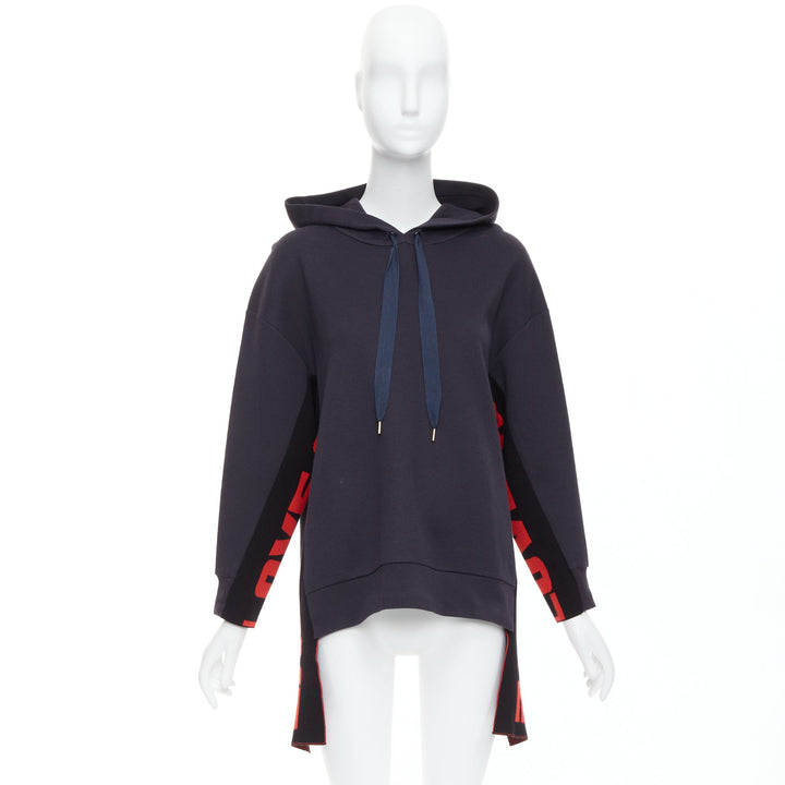 STELLA MCCARTNEY 2017 All Is Love navy red cotton long hoodie IT36 XXS