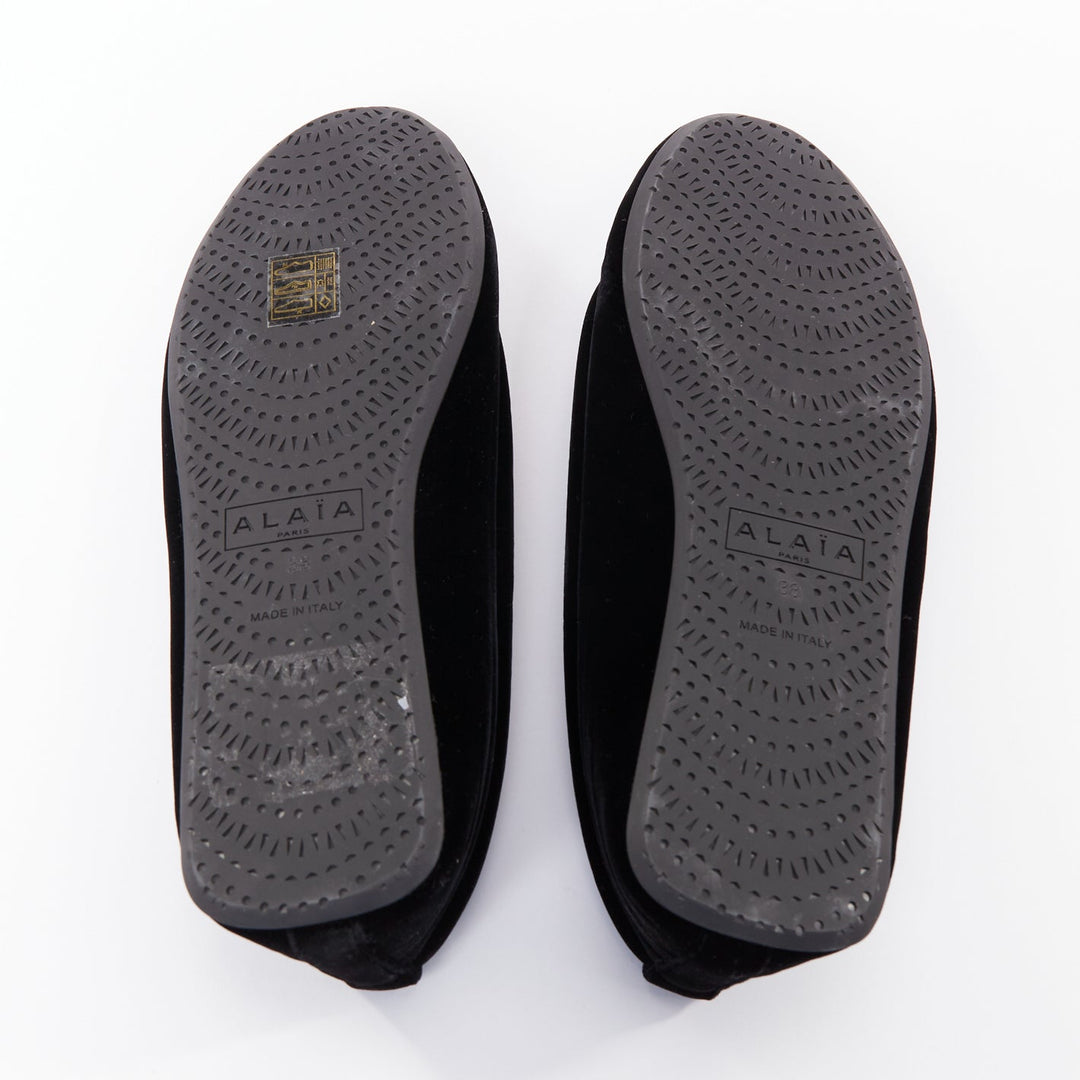ALAIA black velvet padded 3D outline low vamp ballerina flats EU38