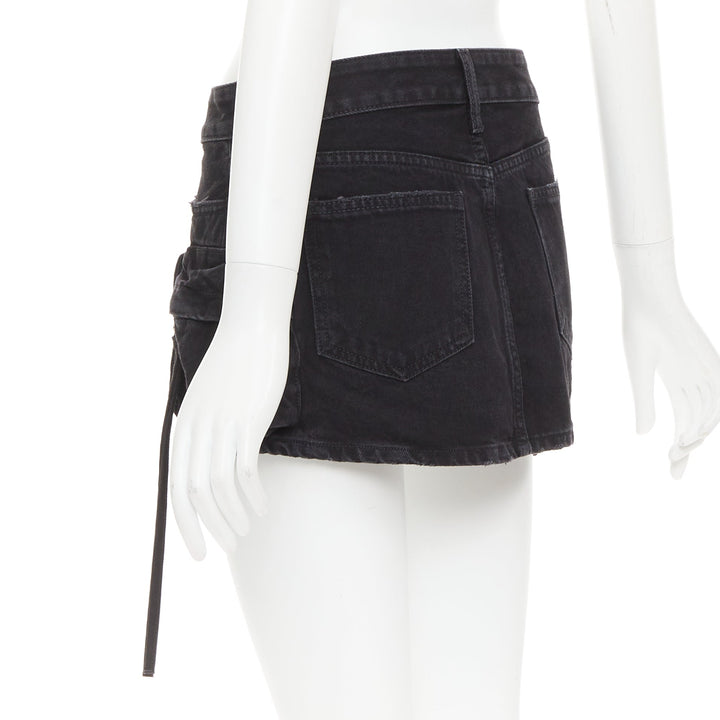 THE ATTICO Fay black cotton multi cargo pocket low rise mini skirt 25"