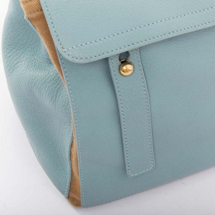 YVES SAINT LAURENT Muse 2 glacier blue canvas gold hardware leather satchel bag