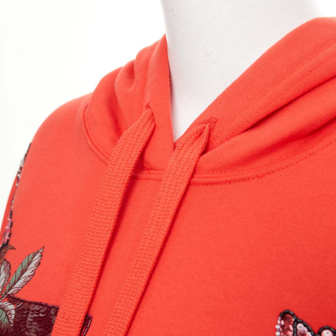 VALENTINO VLogo sequin butterfly rose embroidery oversized hoodie M