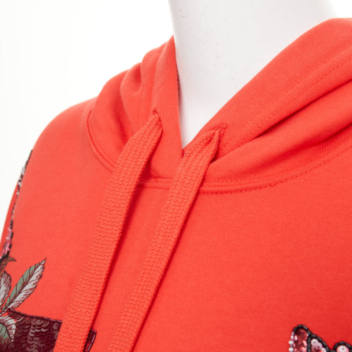 VALENTINO VLogo sequin butterfly rose embroidery oversized hoodie M