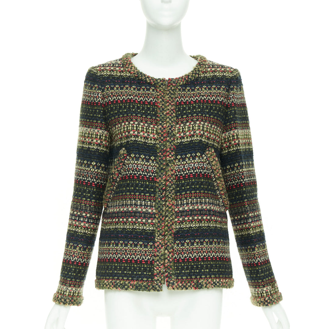 CHANEL 15A Runway Paris-Salzburg  Lesage Tyrolean tweed button jacket FR42 XL