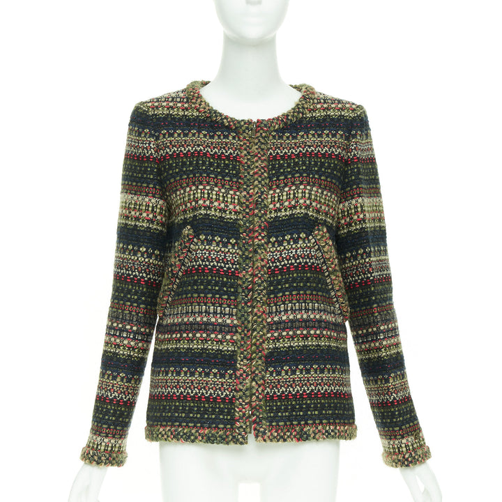 CHANEL 15A Runway Paris-Salzburg  Lesage Tyrolean tweed button jacket FR42 XL