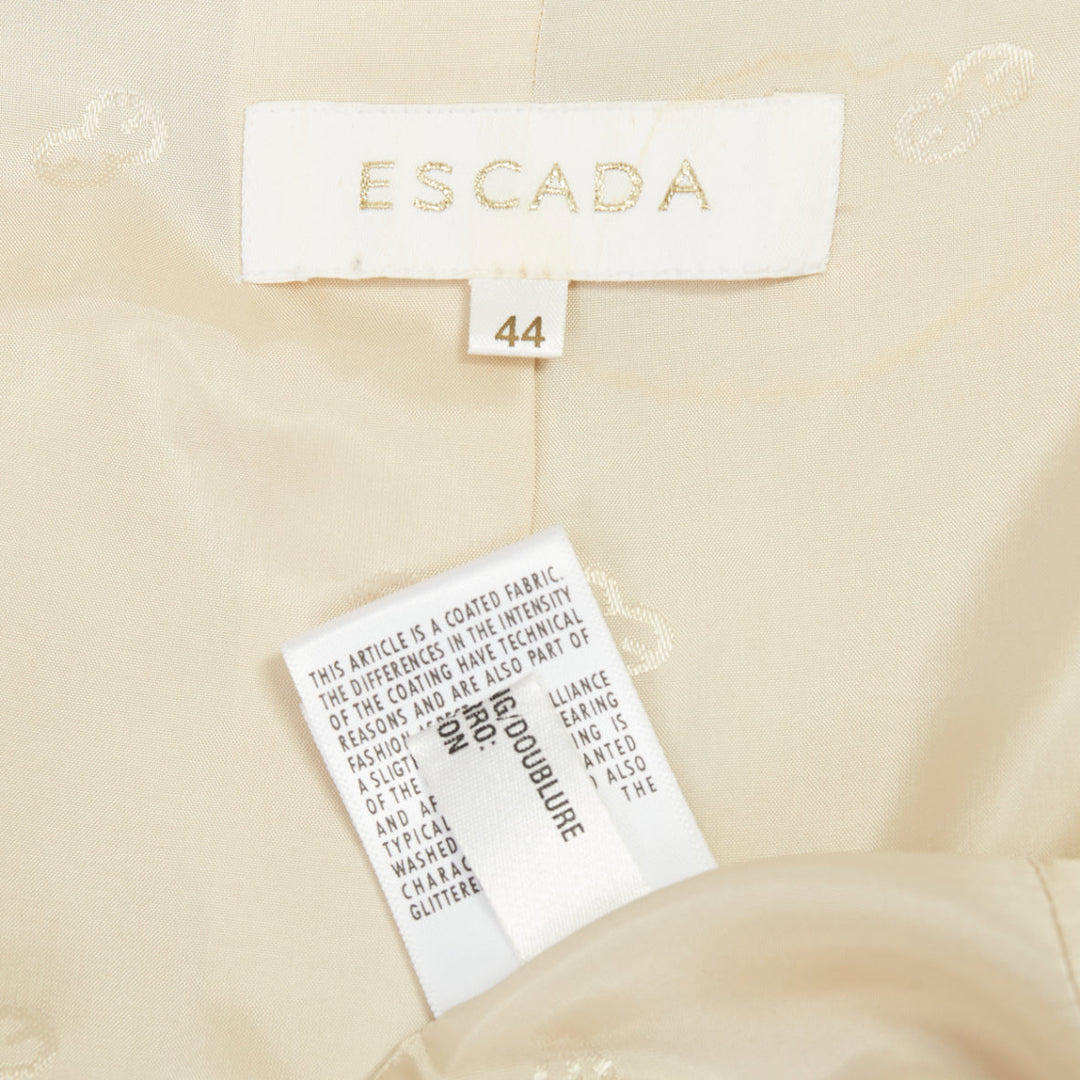 ESCADA 1990s vintage beige silver metallic lace peter pan collar jacket IT44 L
