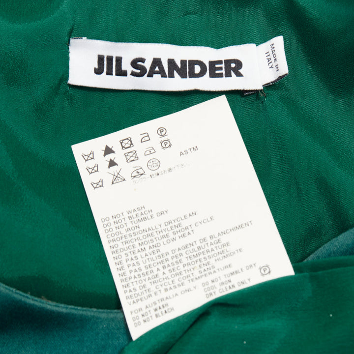 JIL SANDER green white cotton italic words graphic print cocoon dress FR32 XXS