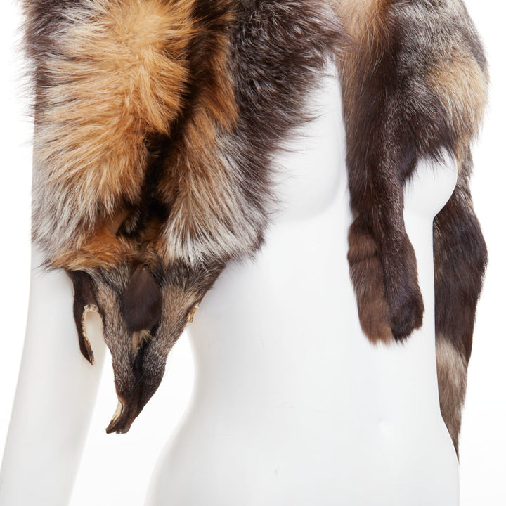 Brown ombre genuine fur animal scarf stole