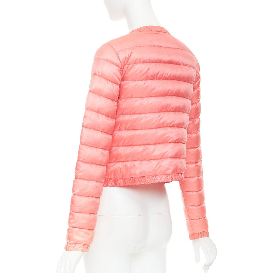 MONCLER 2013 pink ruched trim 4 pocket cropped padded jacket Sz1 S