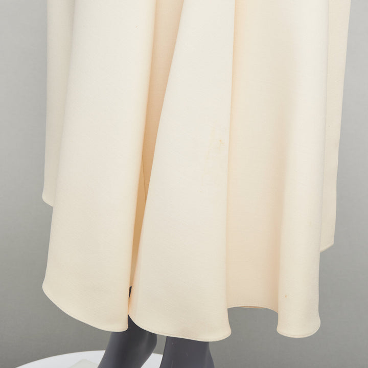 CHRISTIAN DIOR ecru  cream wool silk bias cut pleated Aline skirt FR38 M