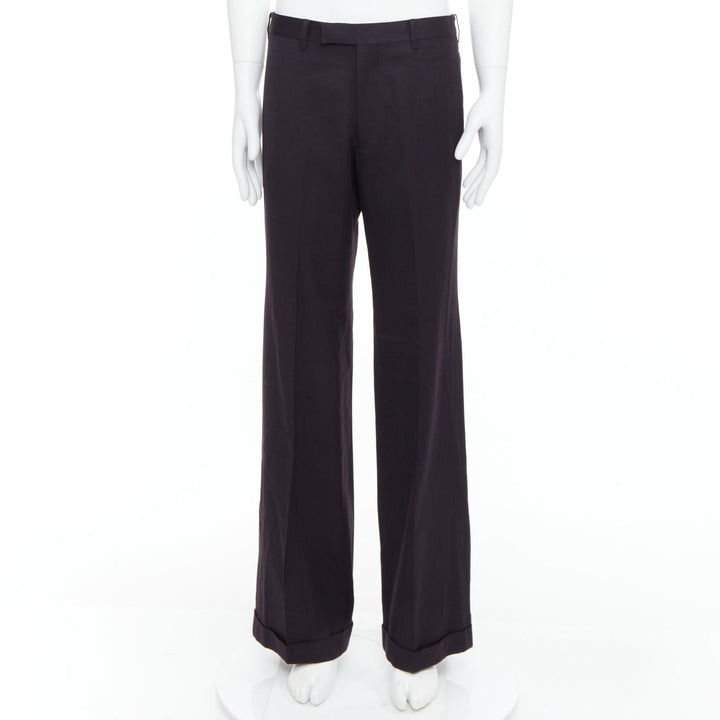 YOHJI YAMAMOTO Y's dark brown wool cotton blend wide pants JP4 XL