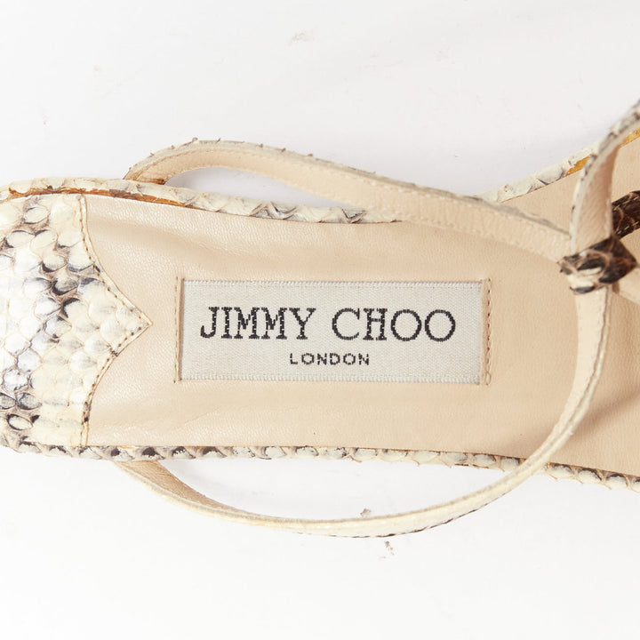 JIMMY CHOO nude scaled leather strappy thong flat sandals EU37