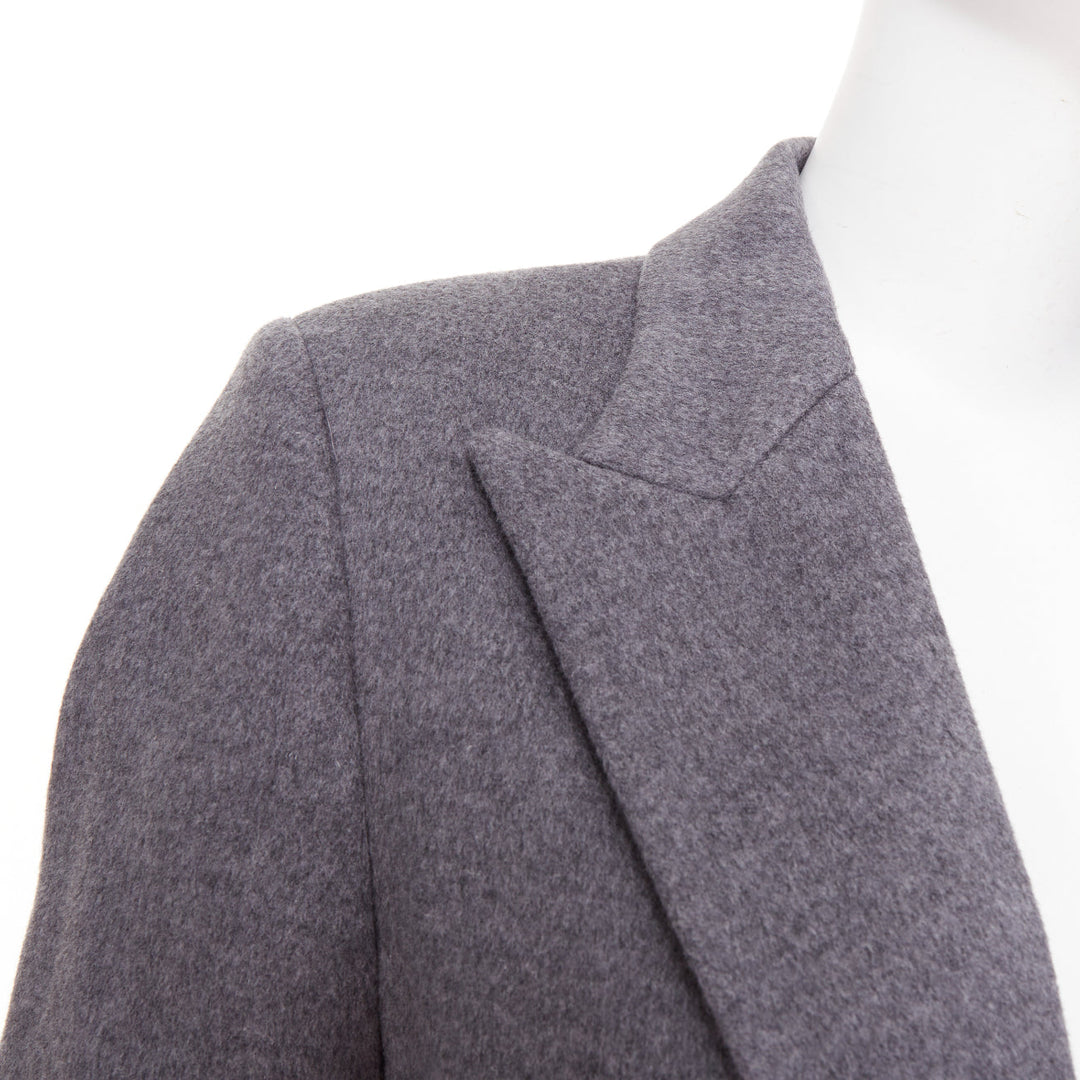 VALENTINO grey wool flannel bow tie front panelled long tailored coat IT38 XS