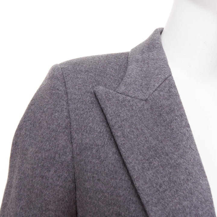 VALENTINO grey wool flannel bow tie front panelled long tailored coat IT38 XS