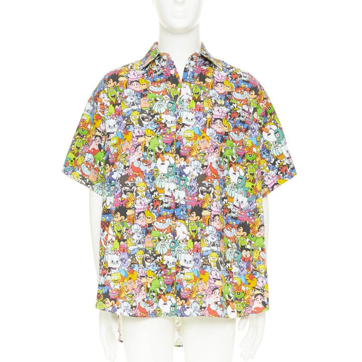 VETEMENTS DEMNA 2020 Allover Monster Shirt print black logo oversized shirt S