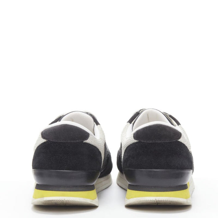 BOTTEGA VENETA black Intrecciato leather white  yellow sole runner sneaker EU41