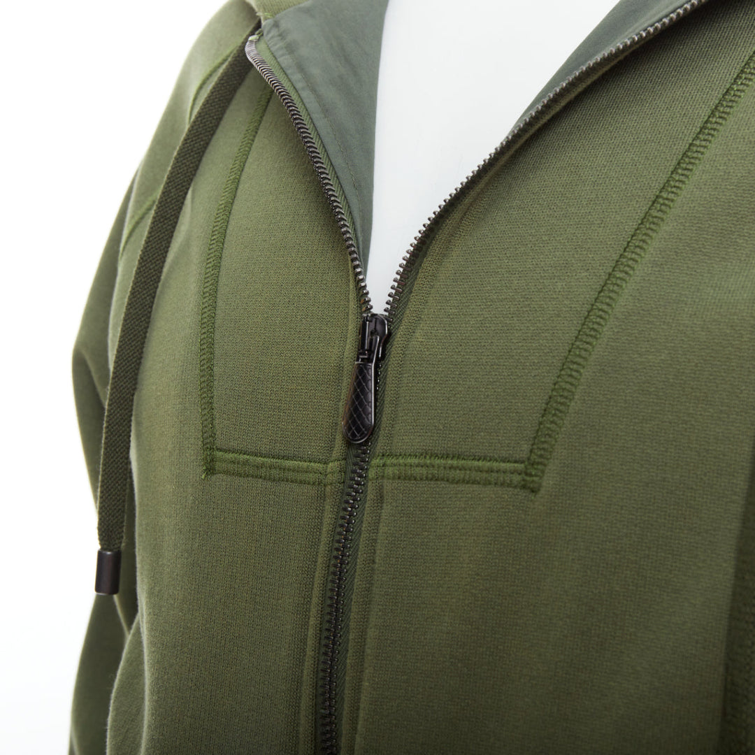 Male mannequin wearing Bottega Veneta Green Cotton Men Hoodies in Size IT46 | Available at JHROP