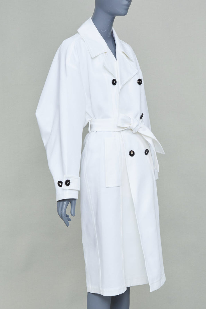 BOTTEGA VENETA Daniel Lee white cotton bubble back trench coat IT36 XXS
