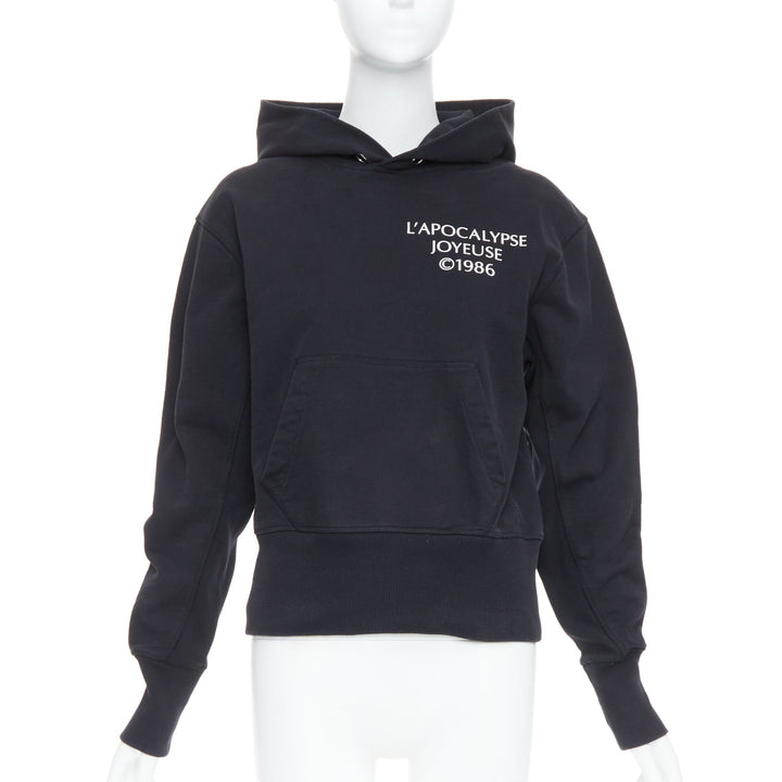 HELMUT LANG L'Apocalypse Joyeuse black cotton unisex cropped hoodie M