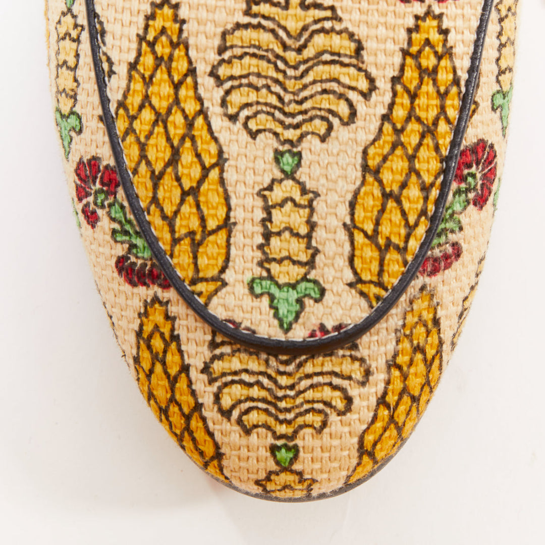 GUCCI 2019 Jordaan Garden Livia Carpenzano Pineapple canvas horsebit loafer EU37