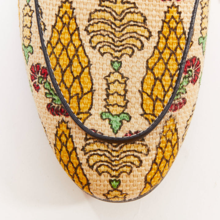 GUCCI 2019 Jordaan Garden Livia Carpenzano Pineapple canvas horsebit loafer EU37