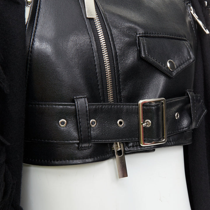 NOIR KEI NINOMIYA 2018 Runway Scarf faux leather crop avant garde biker jacket S