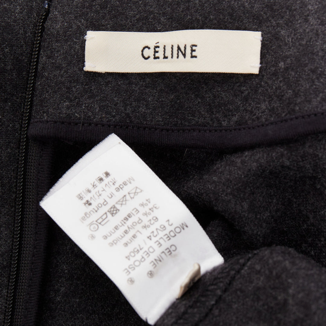 OLD CELINE 2017 Phoebe Philo dark grey wool blend hi low hem dress FR36 S