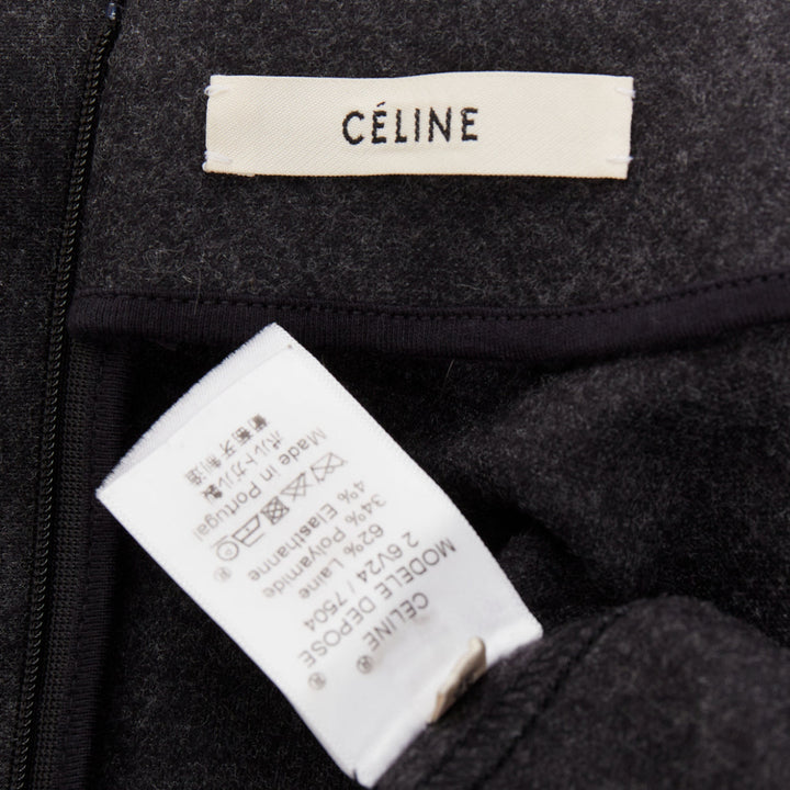 OLD CELINE 2017 Phoebe Philo dark grey wool blend hi low hem dress FR36 S
