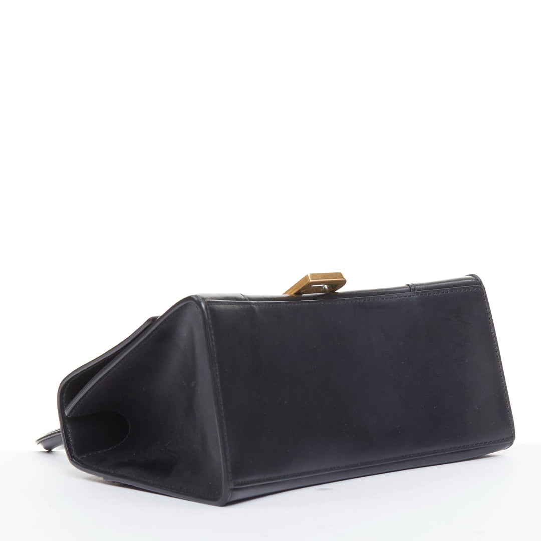 BALENCIAGA 2019 Demna Hourglass Small black smooth leather B flap bag
