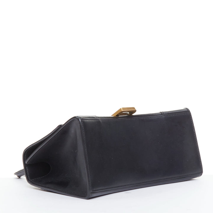 BALENCIAGA 2019 Demna Hourglass Small black smooth leather B flap bag