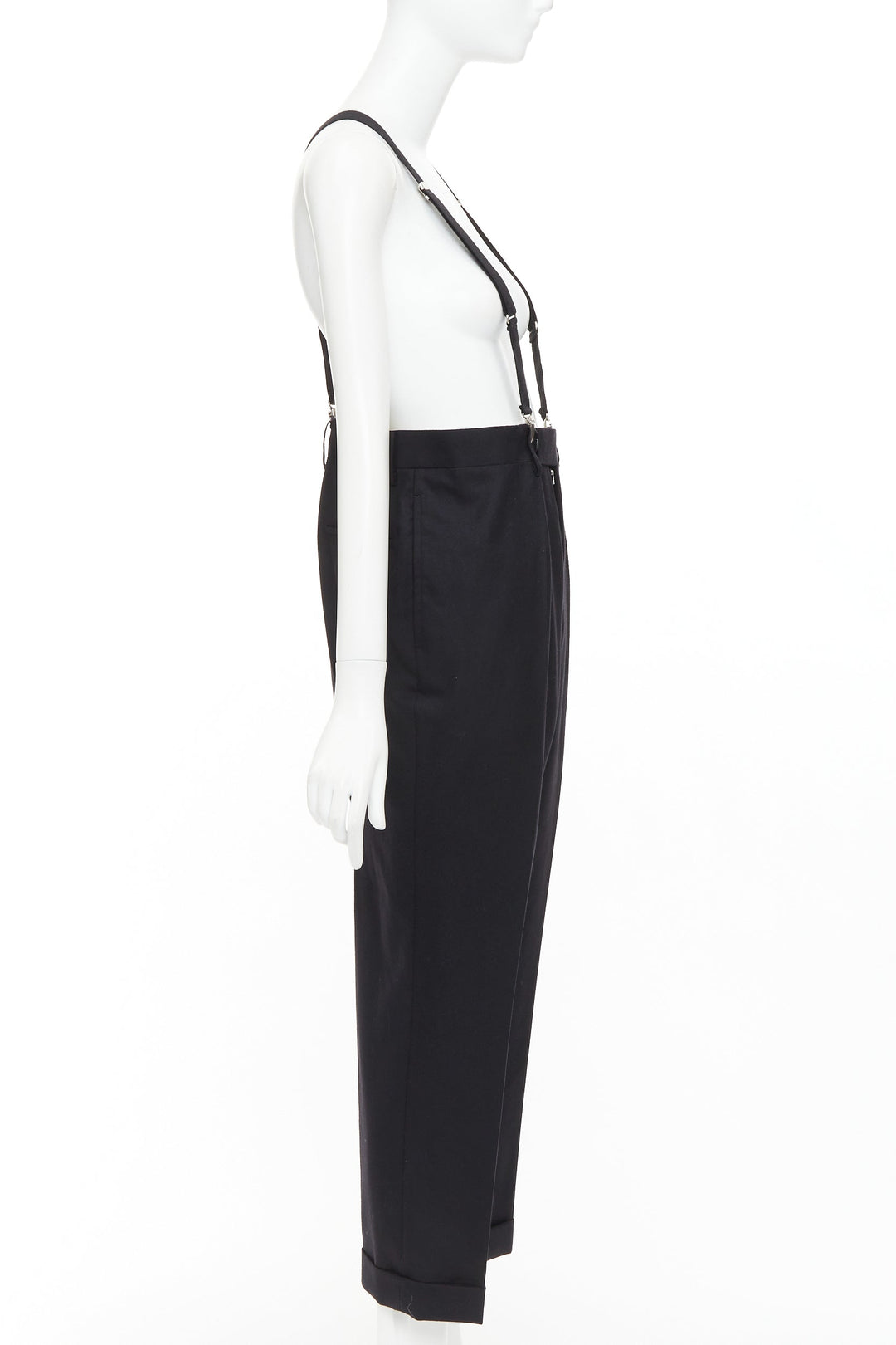 JUNYA WATANABE 2012 black wool suspender high waisted harem pants M