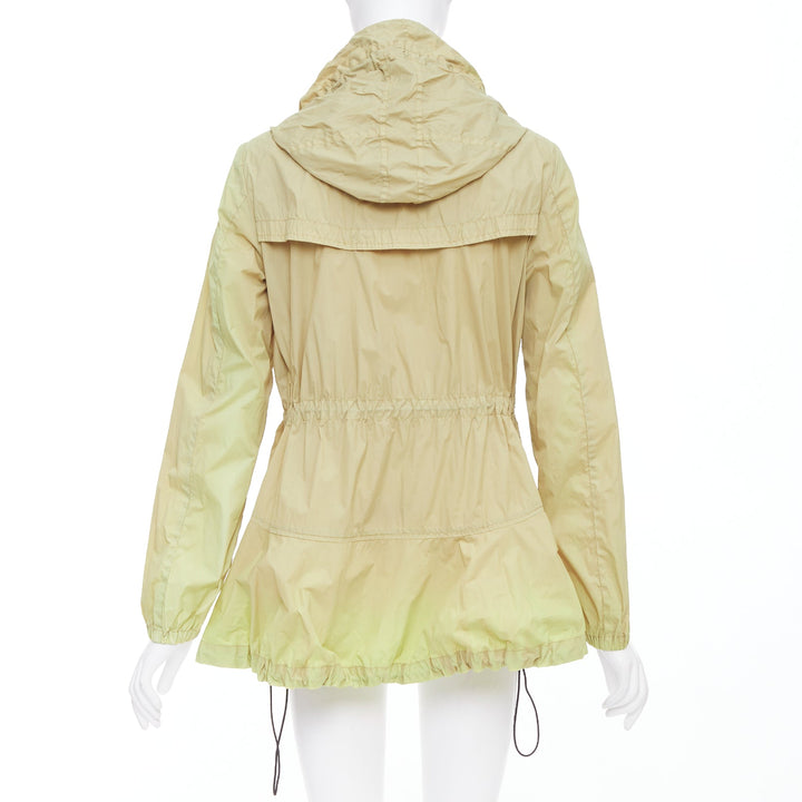 MONCLER Josette beige nylon cream logo black buttons flare windbreaker Sz.1 S