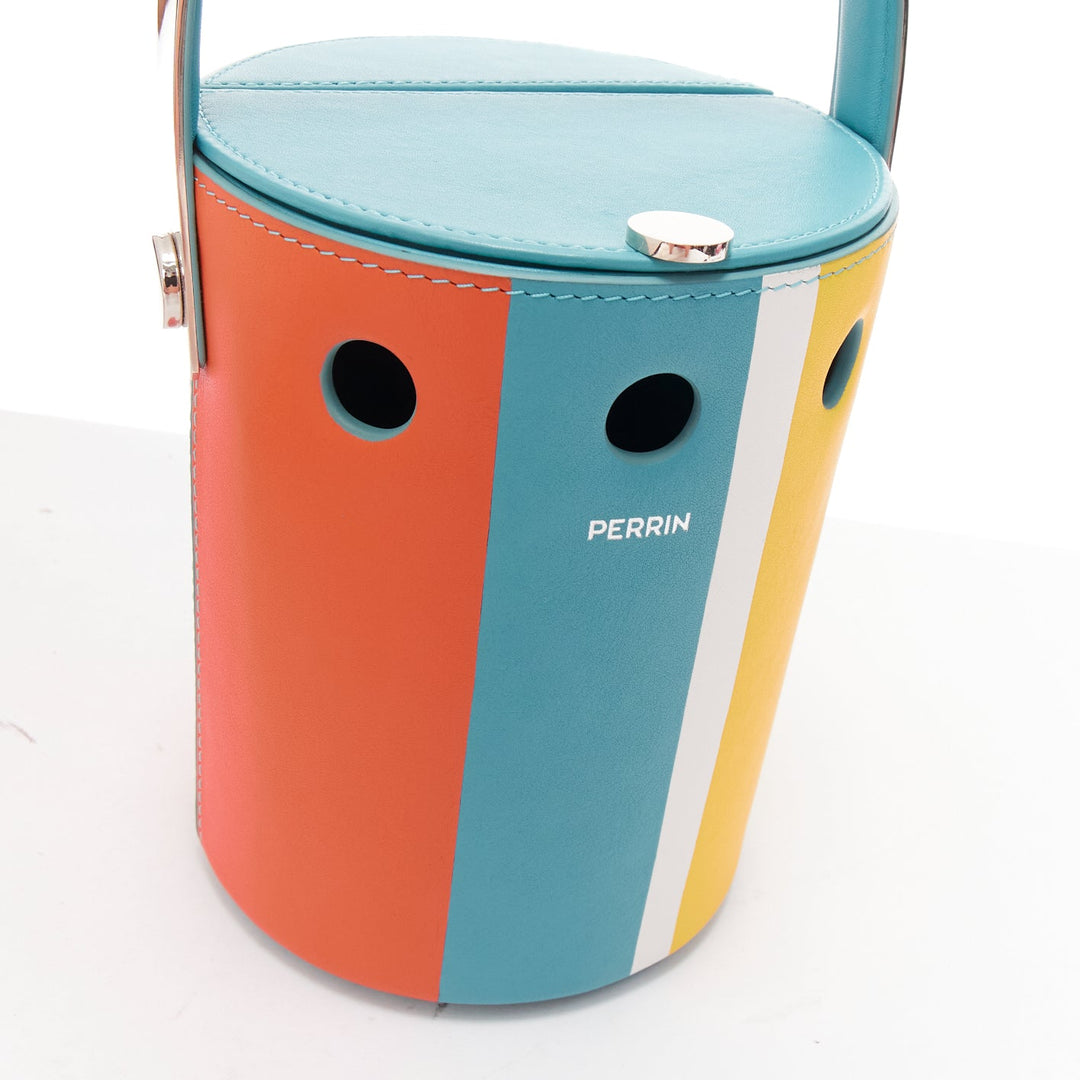 PERRIN Le Mini Seau multicolor colorblock silver logo bucket shoulder bag