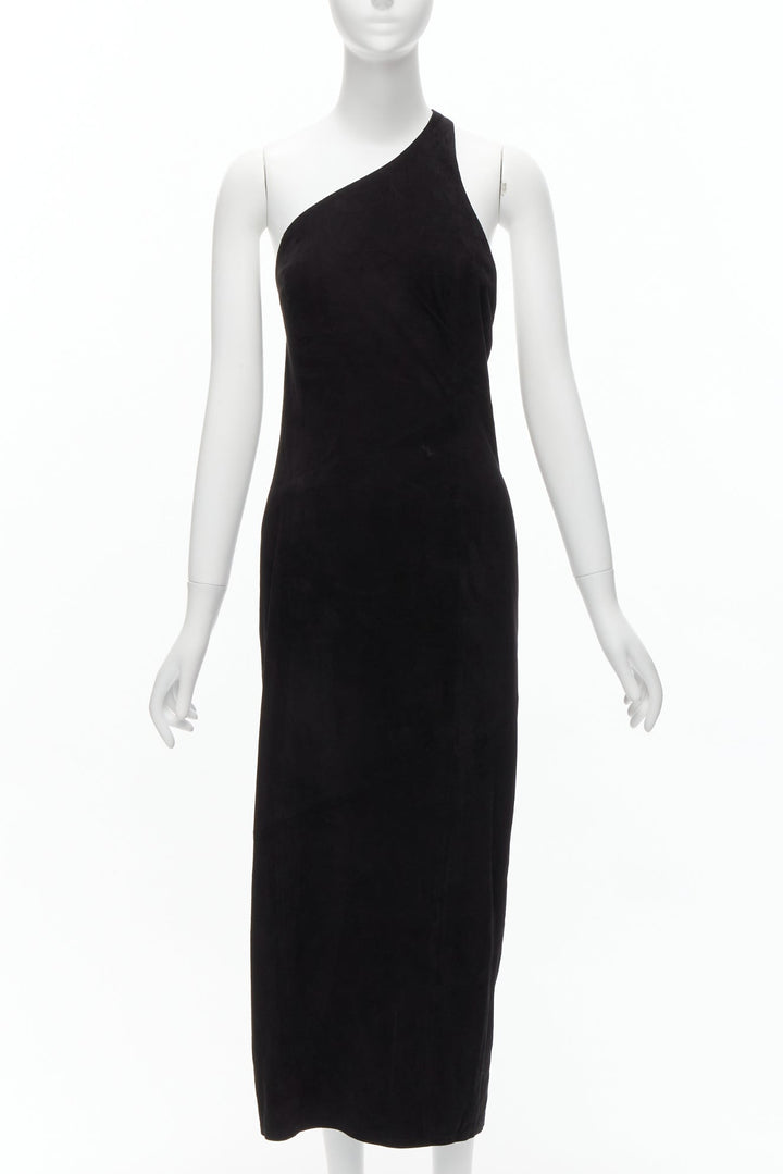 rare GUCCI TOM FORD genuine suede gold buckle backless pencil dress IT42 M