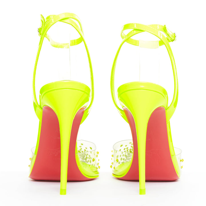 CHRISTIAN LOUBOUTIN Spikaqueen 100 yellow PVC strass degrade pump EU36.5 US6.5