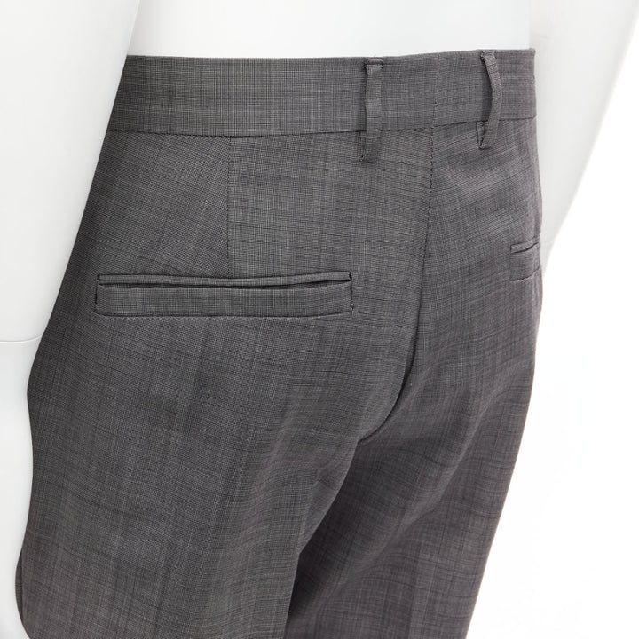 VERSACE 100% cotton grey checkered straight leg dress trousers IT48 M