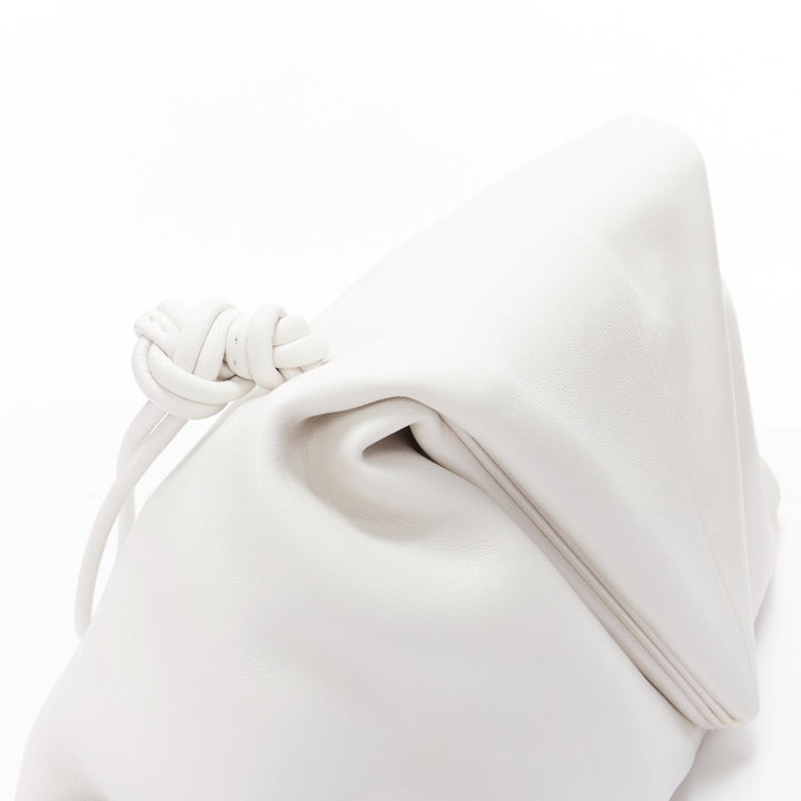 BOTTEGA VENETA Trine white triangle foldover dumpling clutch bag