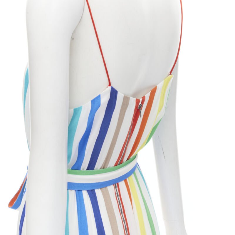 ALICE OLIVIA rainbow striped belted midi dress US4